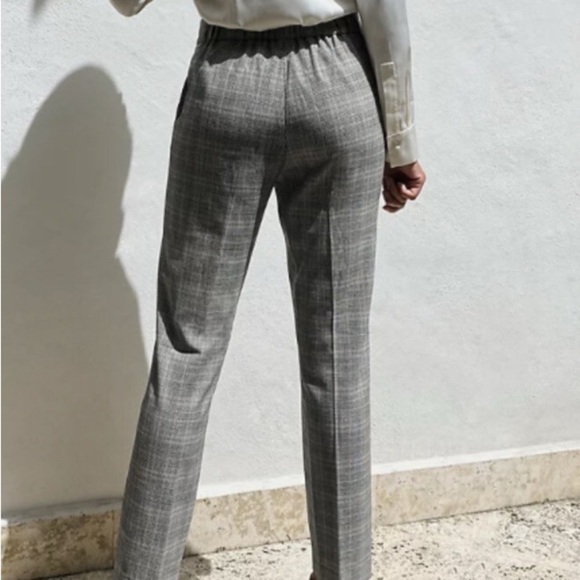 Aritzia Babaton Conan Pants Cropped GlenCheck Plaid High Rise Pull On Stretch 4 - Picture 2 of 11